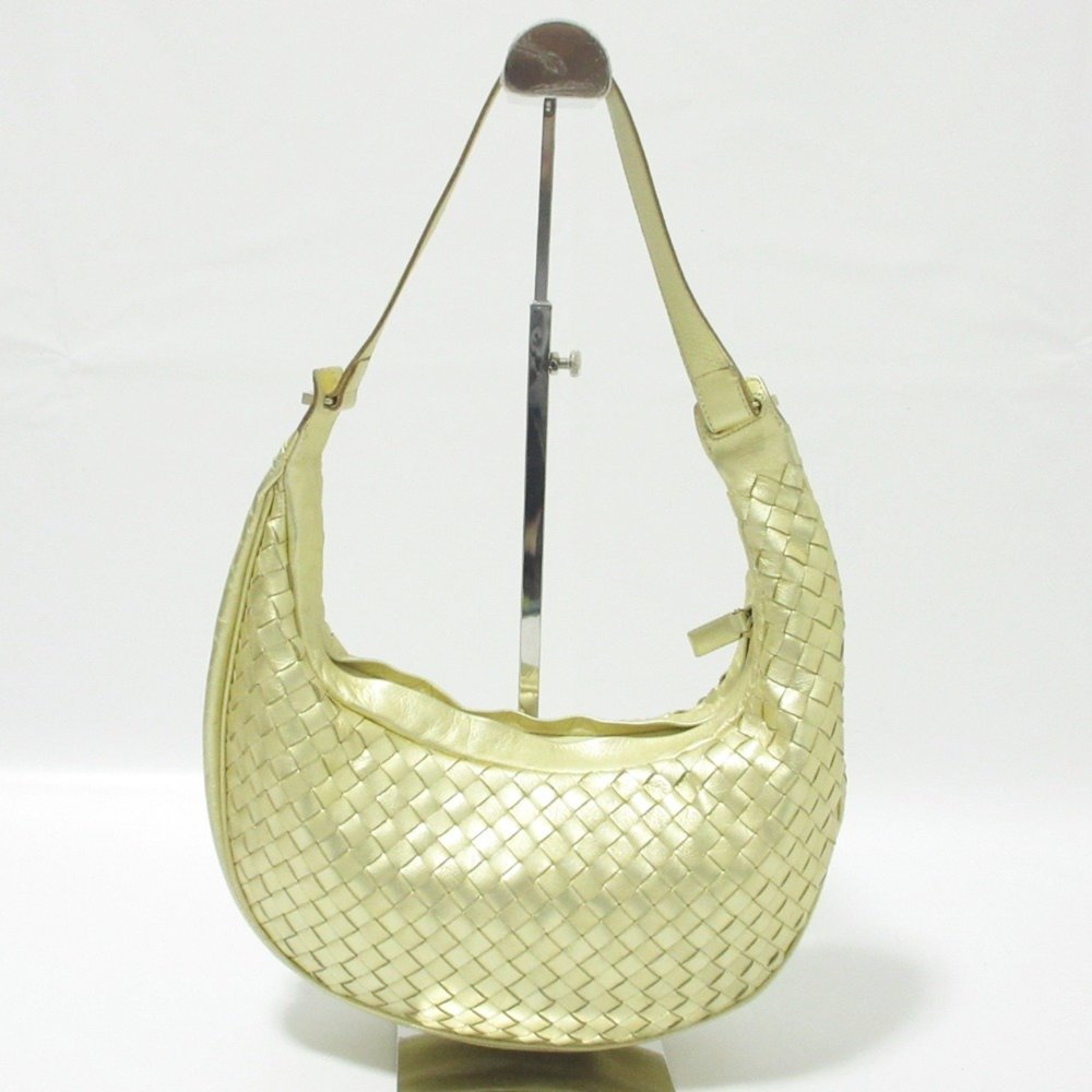 BOTTEGA VENETA Vintage Gold Leather Intrecciato Shoulder Bag - Picture 2 of 13